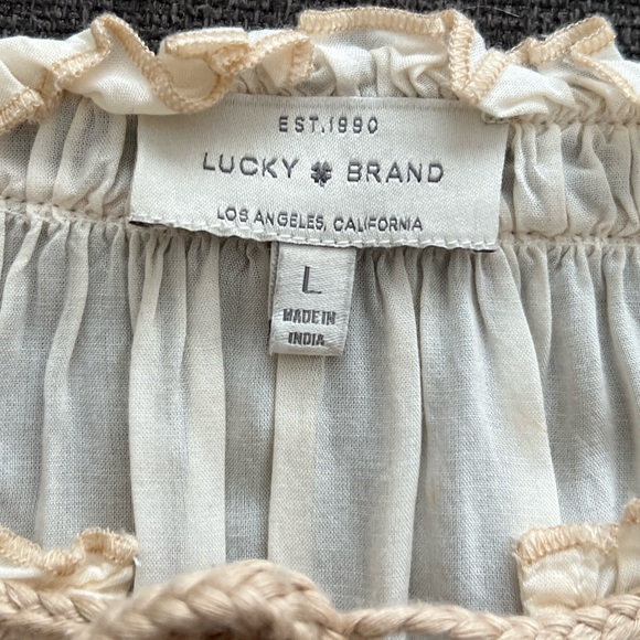 Lucky Brand Floral Embroidered Boho Fairy Peasant Style Billow Sleeves Blouse - Picture 11 of 14